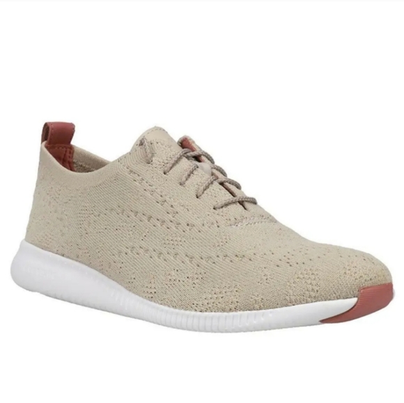 COLE HAAN ZERØGRAND STITCHLITE WINGTIP OXFORD SNEAKER, GRAYISH TAUPE 9.5B - Picture 1 of 14